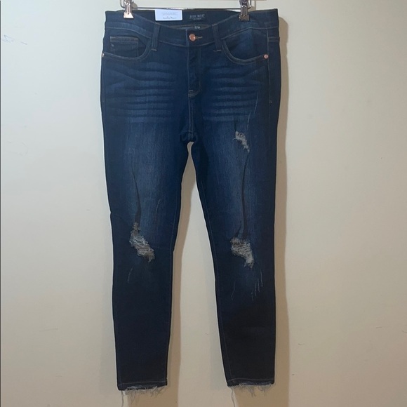 Judy Blue Denim - Women's New Judy Blue Skinny Fit Destroyed Dark Raw Hem Jeans